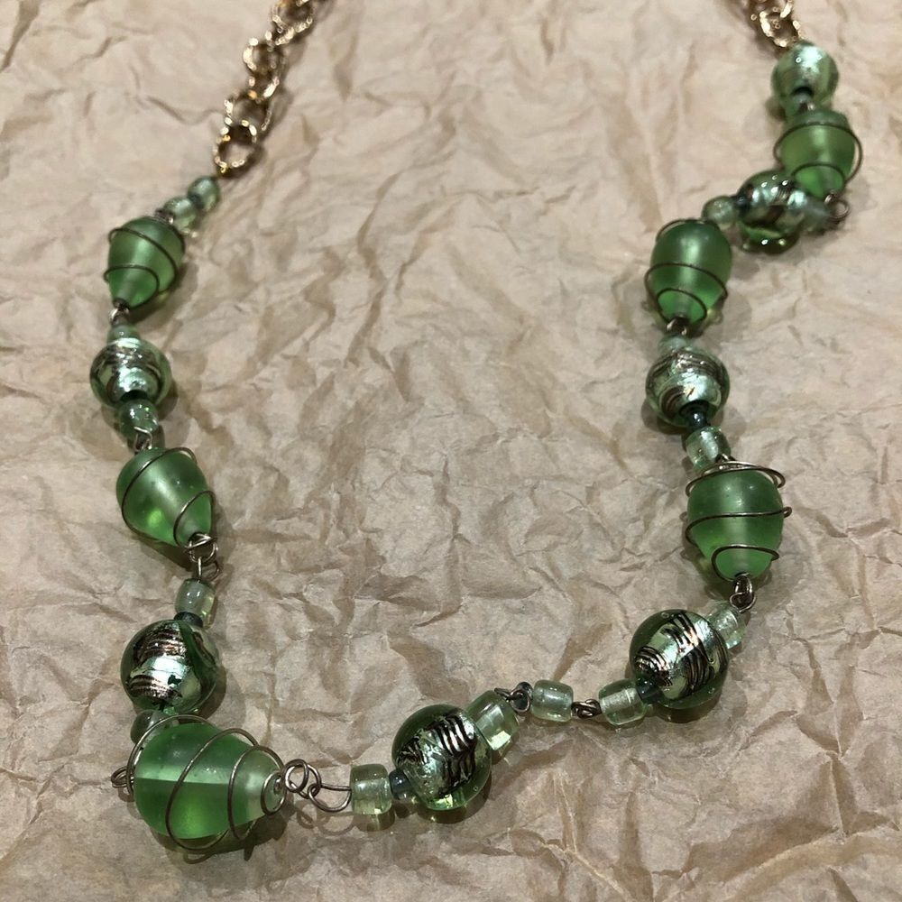 Green Glass Bead Necklace